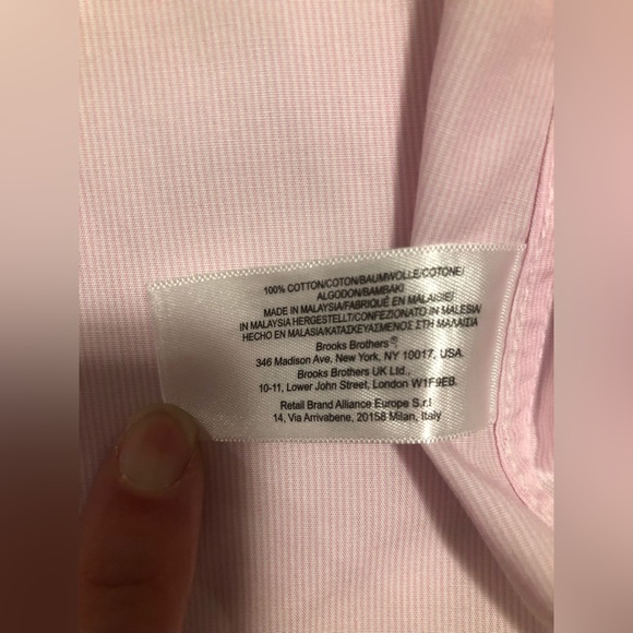 Brooks Brothers, 10, pink pink stripe with white collar & short sleeve cuffs - Picture 14 of 15